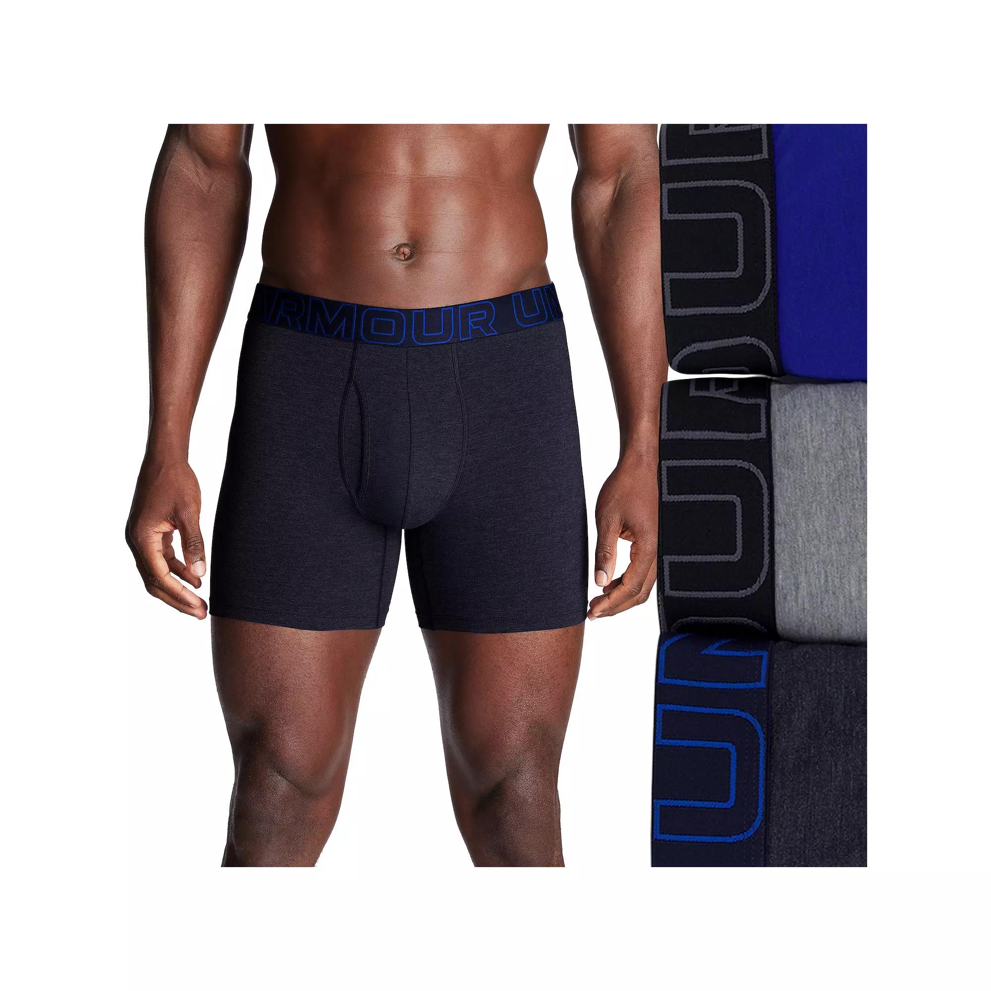 Men's Under Armour 3-pack Performance Cotton Stretch 6-in. Boxer Briefs,  Product Image