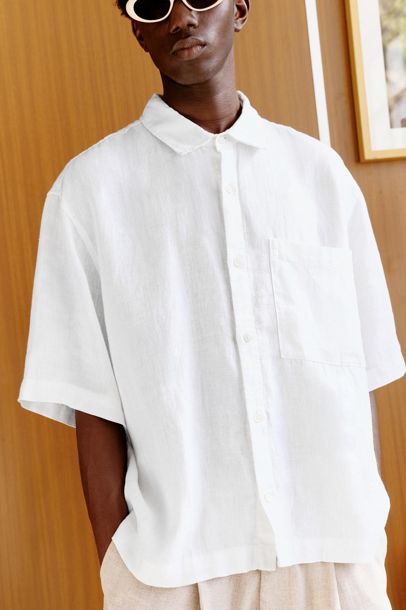 100% linen boxy shirt Product Image