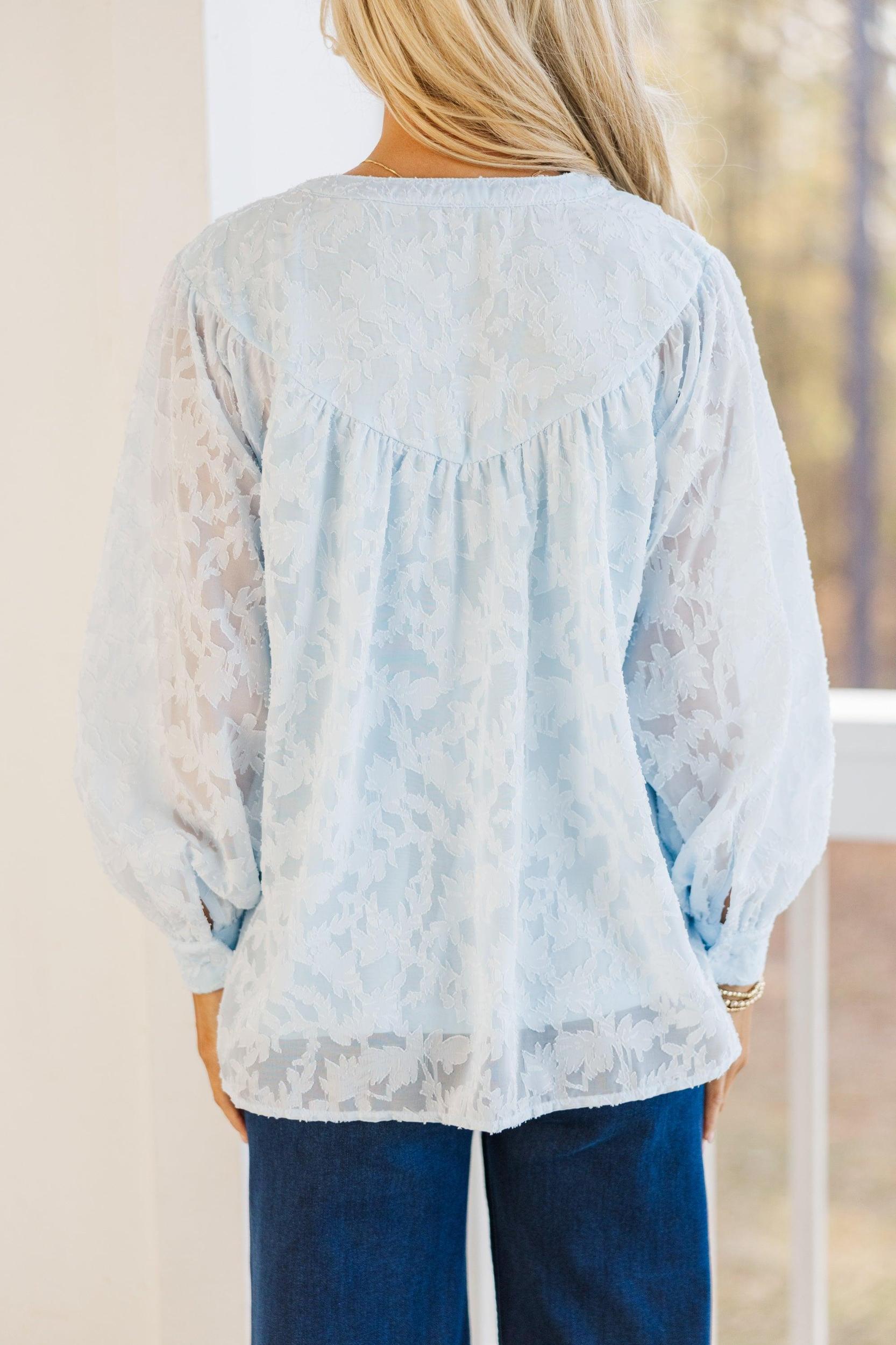 Can't Stop Dreaming Light Blue Lace Tunic Female Product Image