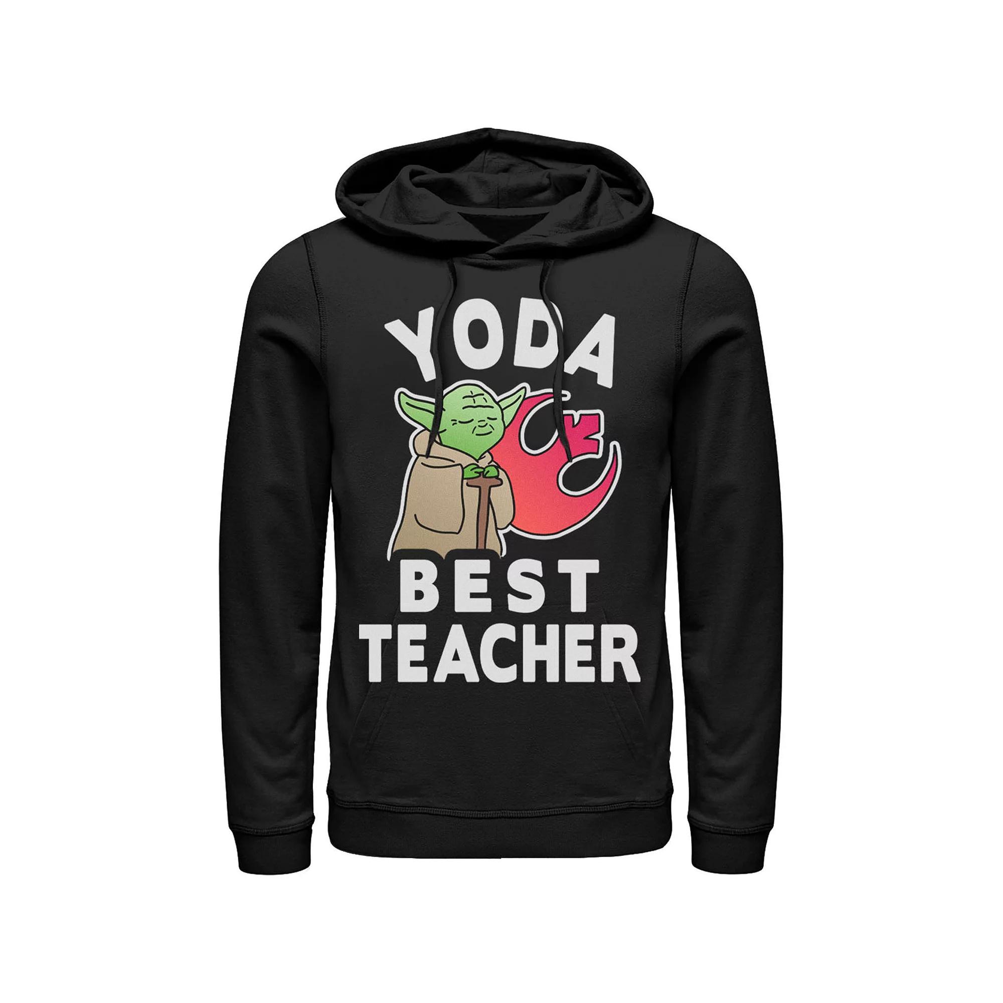 Men's Star Wars Yoda Best Teacher Rebel Logo Hoodie, Size: XXL, Black Product Image