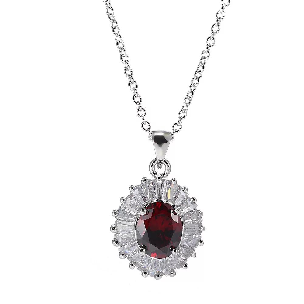A&M Silver Tone Layered Cubic Zirconia Pendant Necklace, Women's, Size: 18" Product Image