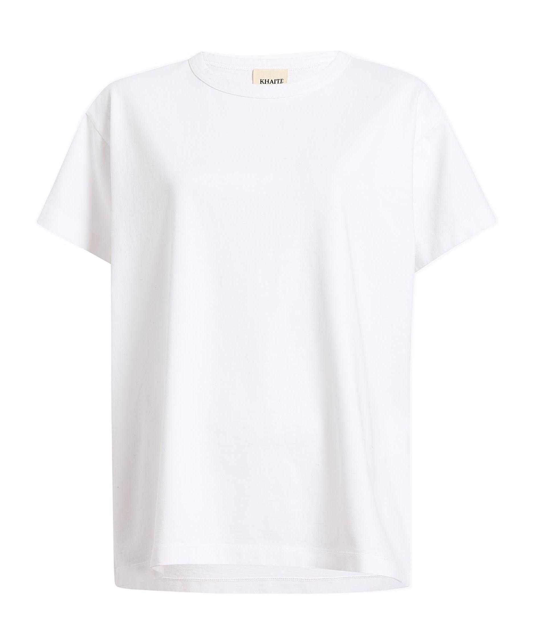 KHAITE Womens White Mae Brand-patch Cotton-jersey T-shirt In Cream Product Image