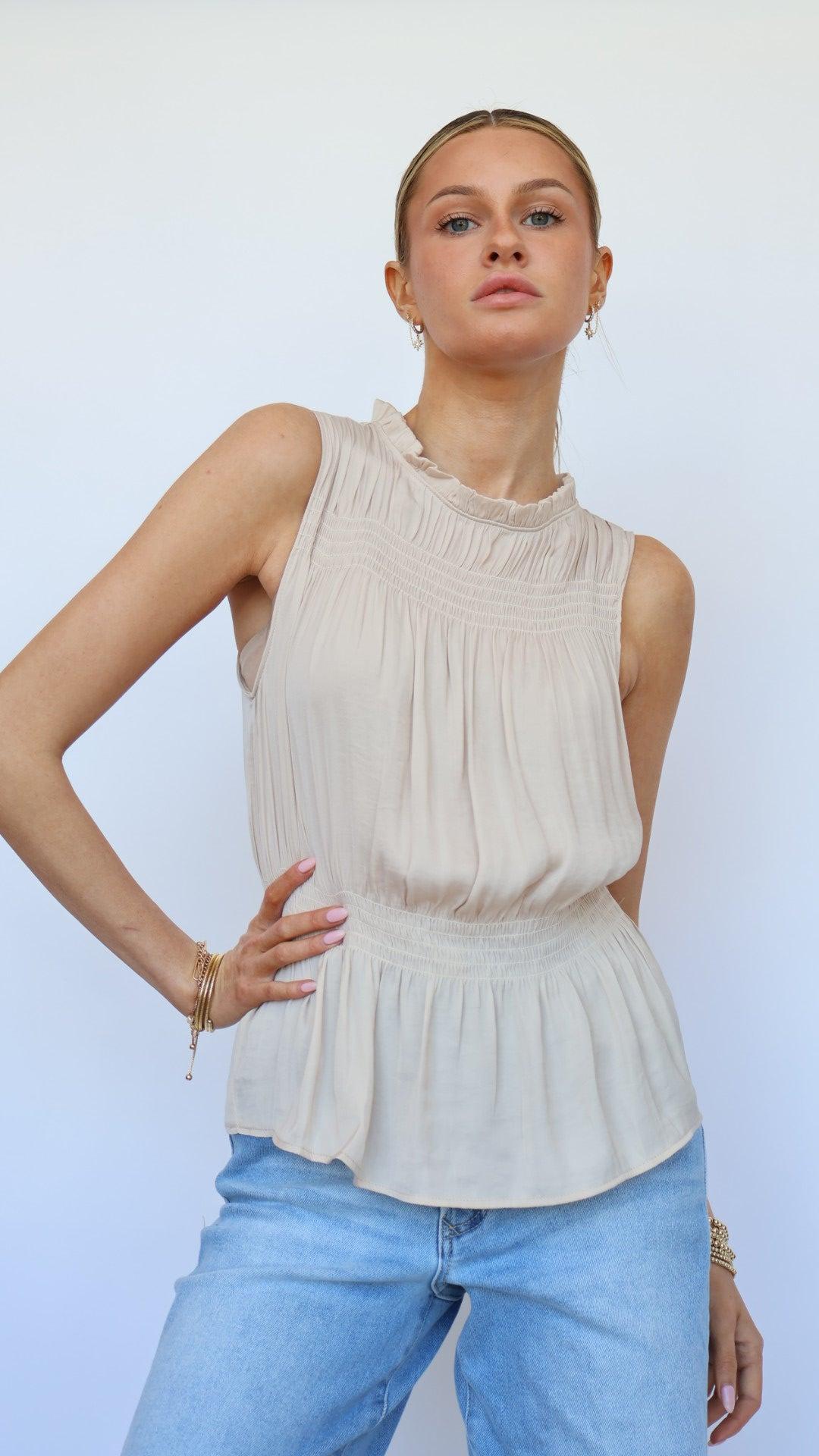 High Neck Relaxed Peplum Top Product Image