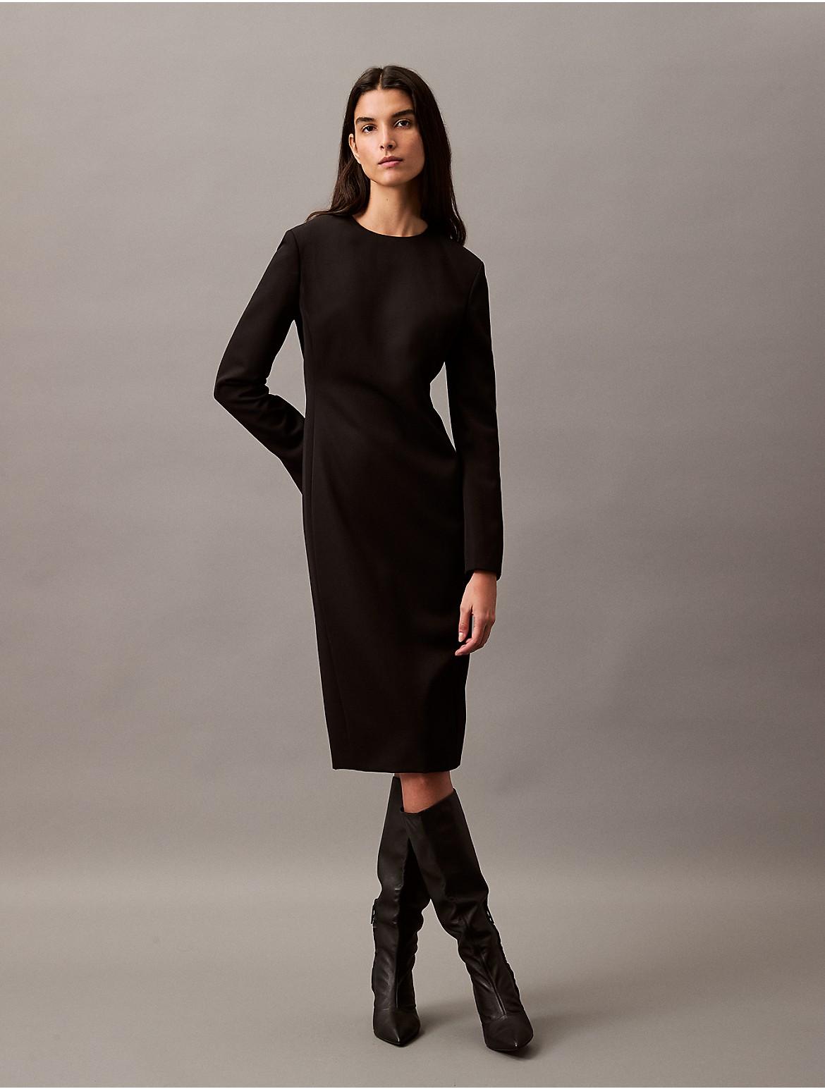 Calvin Klein Womens Crepe Midi Dress - Black Product Image