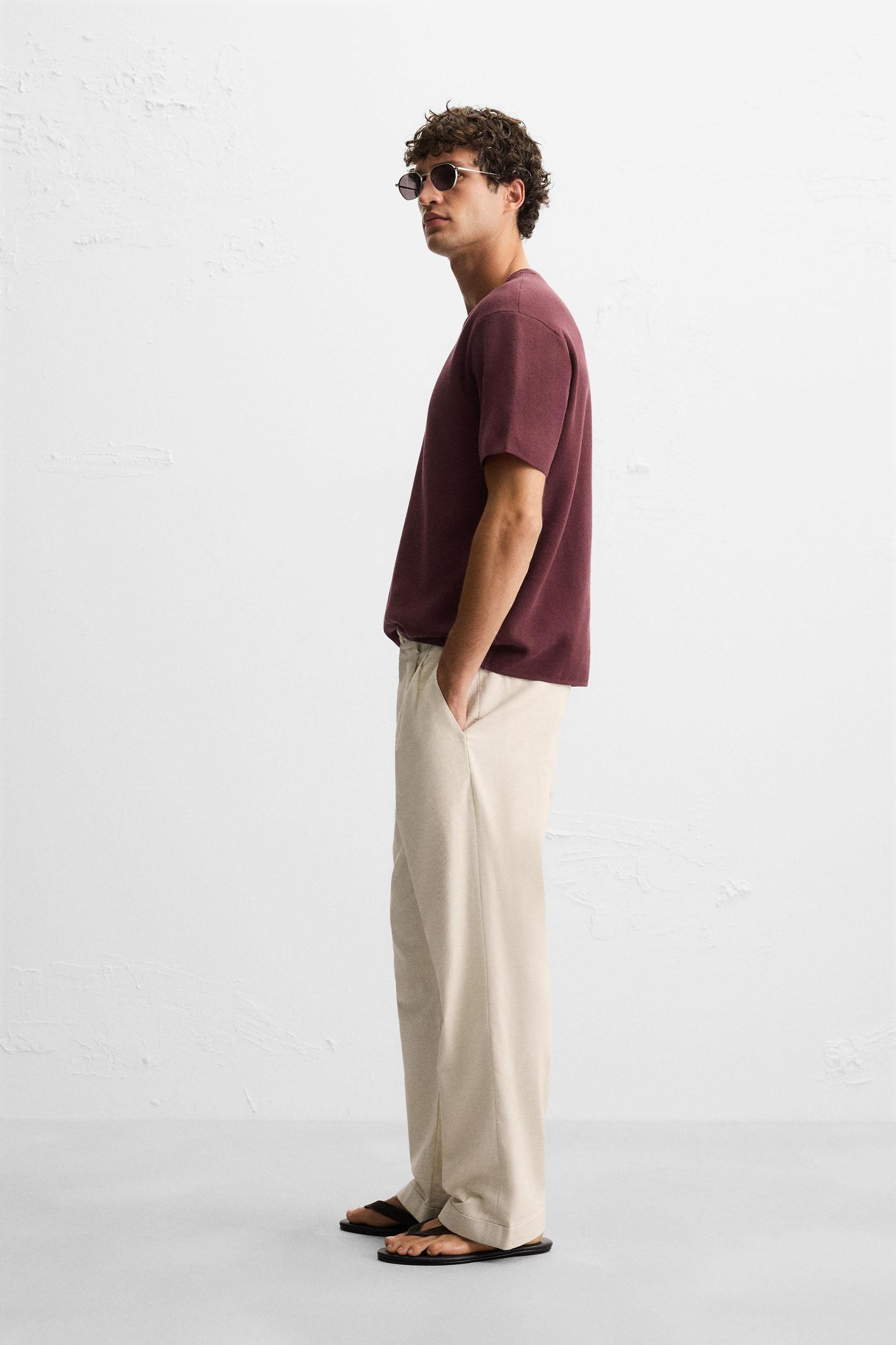 COTTON - LINEN PLEATED PANTS Product Image