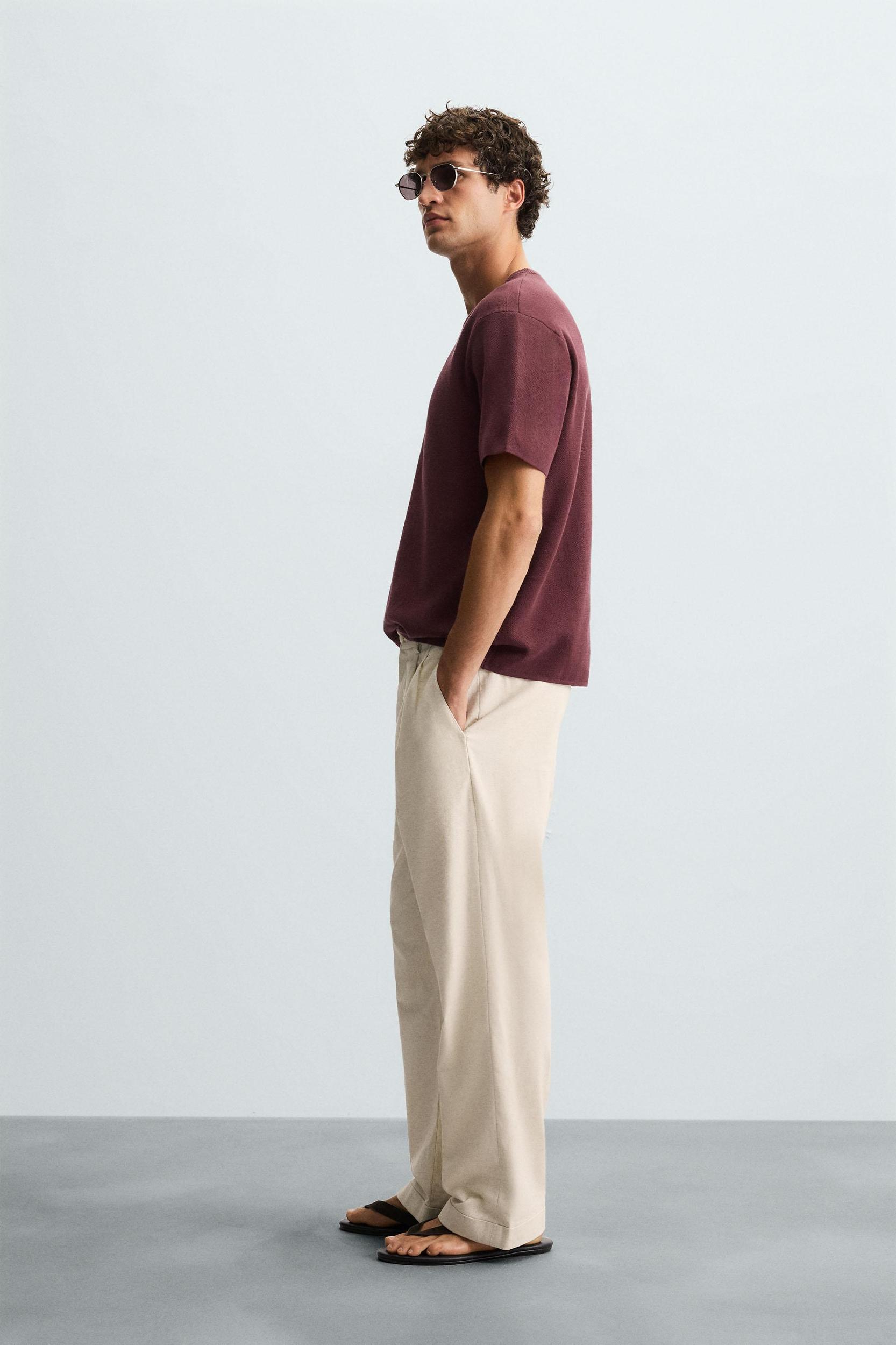COTTON - LINEN PLEATED PANTS Product Image