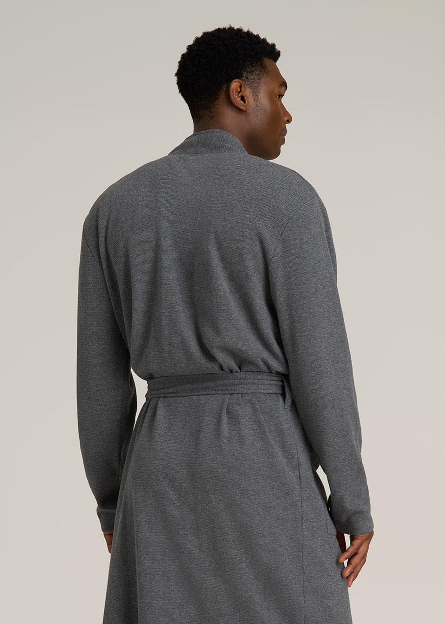 Waffle-Knit Lounge Robe for Tall Men in Stone Grey Mix Male Product Image