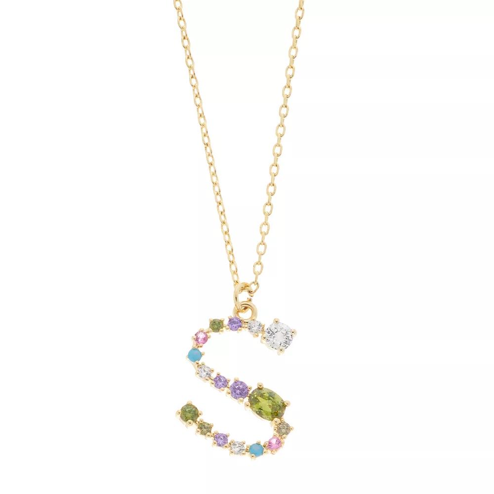 City Luxe Gold Tone Cubic Zirconia Initial Pendant Necklace, Women's, Gold Tone A Product Image