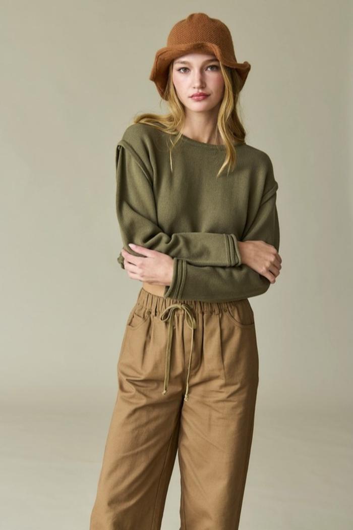 "Zoe" L/S Knit Crop Top Product Image