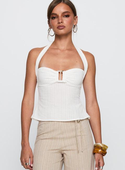 Isabetta Halter Top White Petite Product Image
