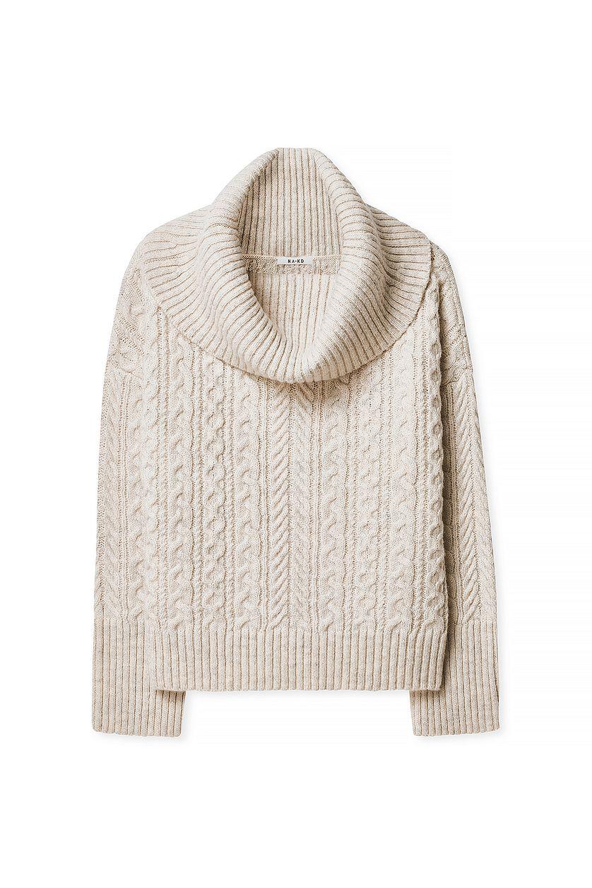 Cable Knitted Off Shoulder Sweater Product Image