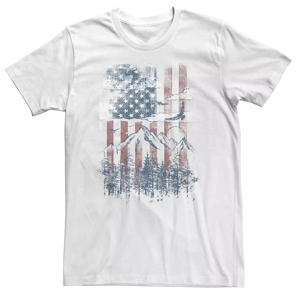 Big & Tall American Flag Vertical and Mountain Range Tee, Men's,  Product Image
