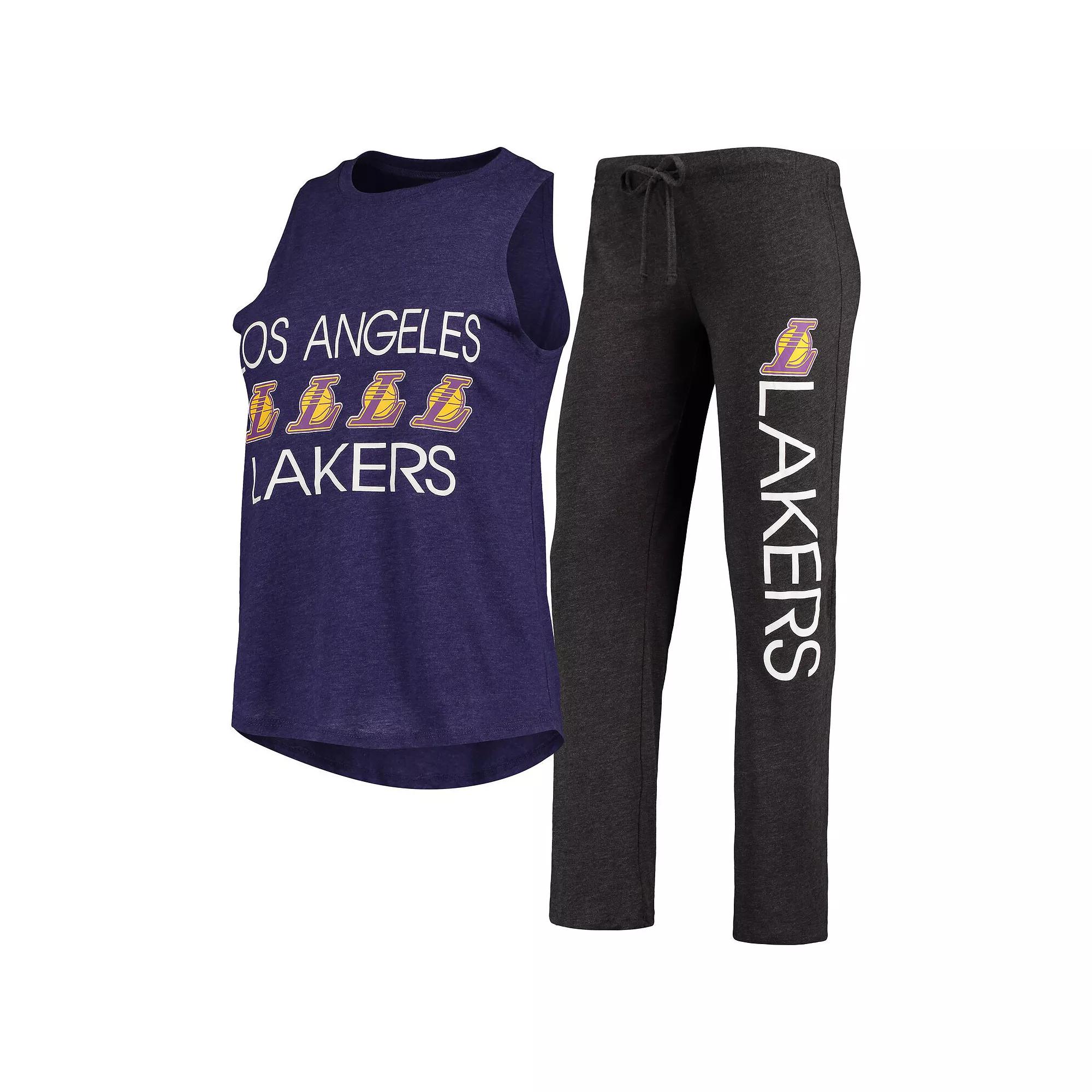 Women's Concepts Sport Black/Purple Los Angeles Lakers Tank Top & Pants Sleep Set,  Product Image