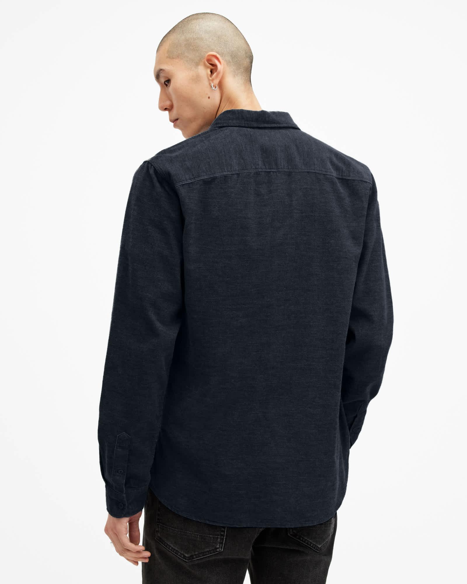 Lorella Textured Ramskull Shirt NITE BLUE | ALLSAINTS US Product Image