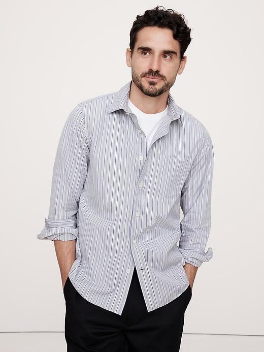 Standard-Fit Washed Cotton Poplin Shirt Product Image