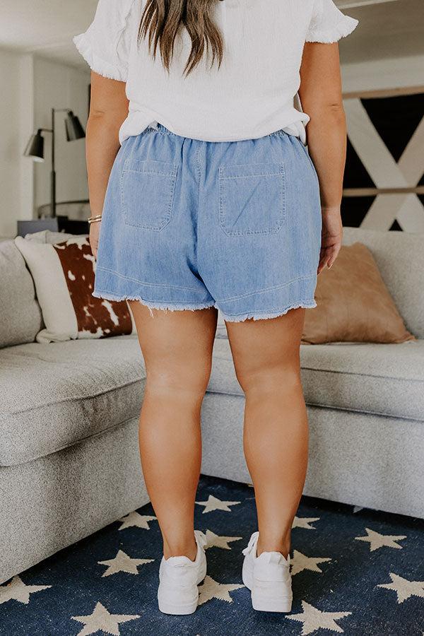The Candice High Waist Chambray Shorts Curves Product Image