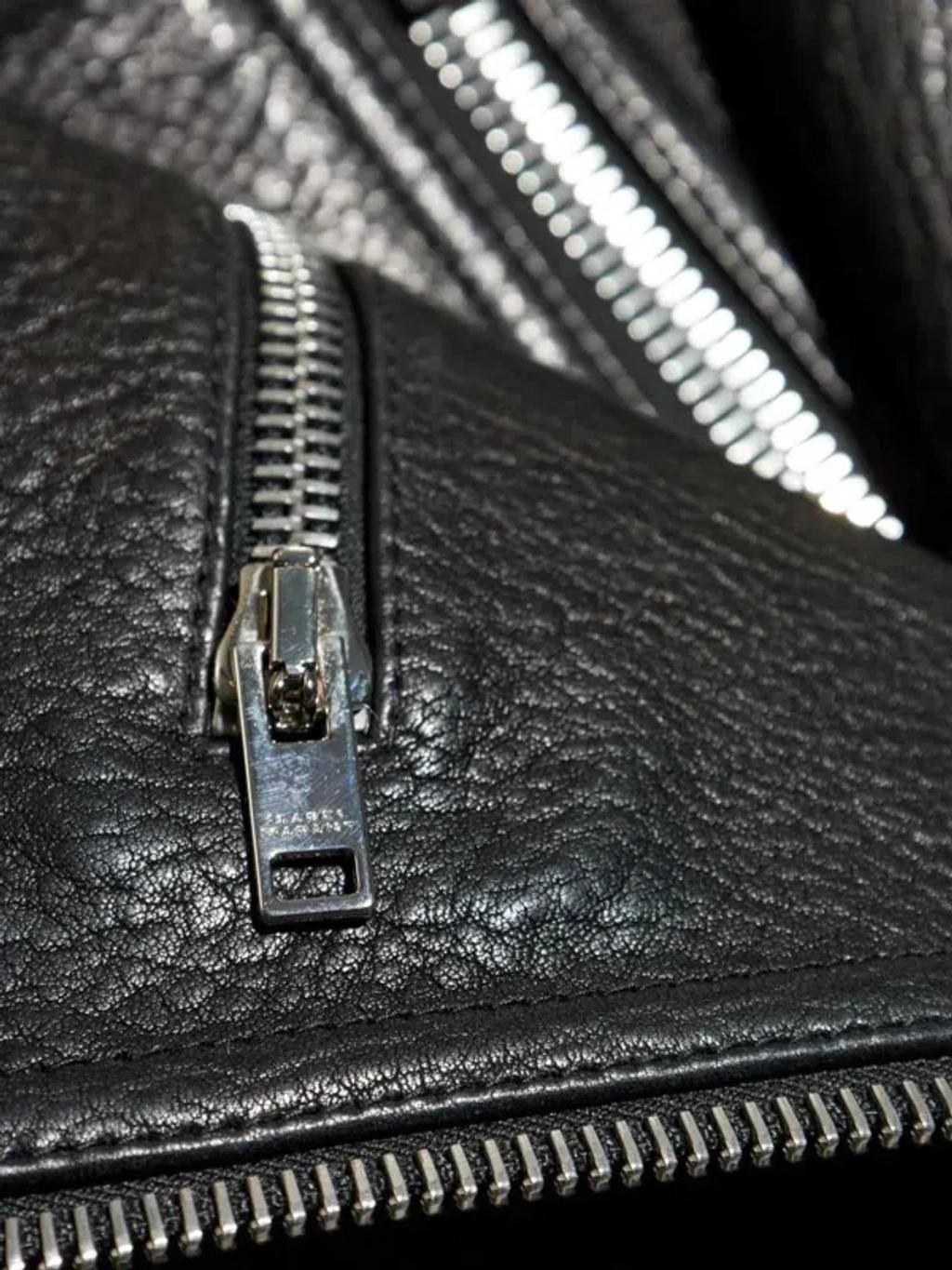 ISABEL MARANT Aneli Double-collar Leather Bomber Jacket In Black Product Image