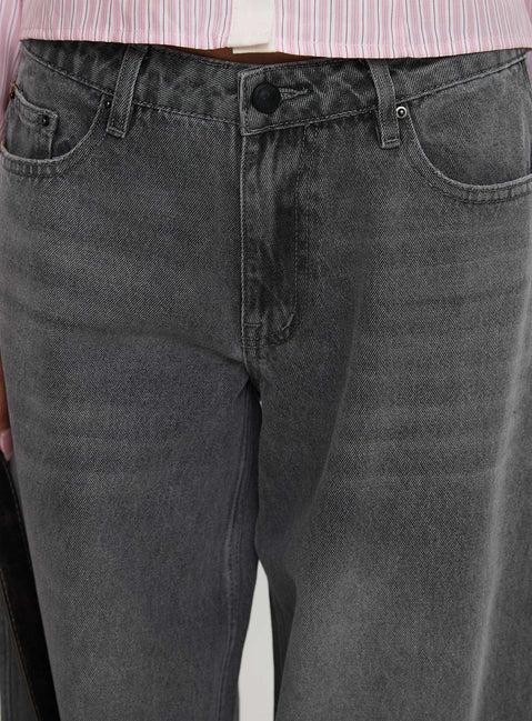 Ramos Low Rise Wide Leg Jeans Grey Wash Product Image