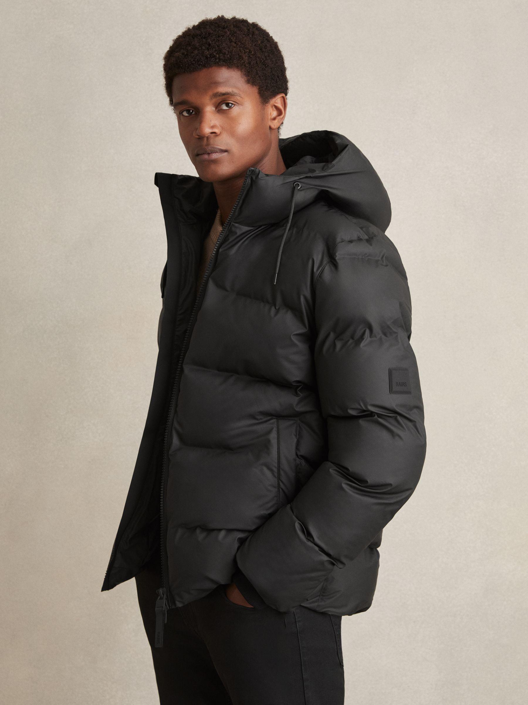Rains Alta Short Puffer Jacket in Black Product Image