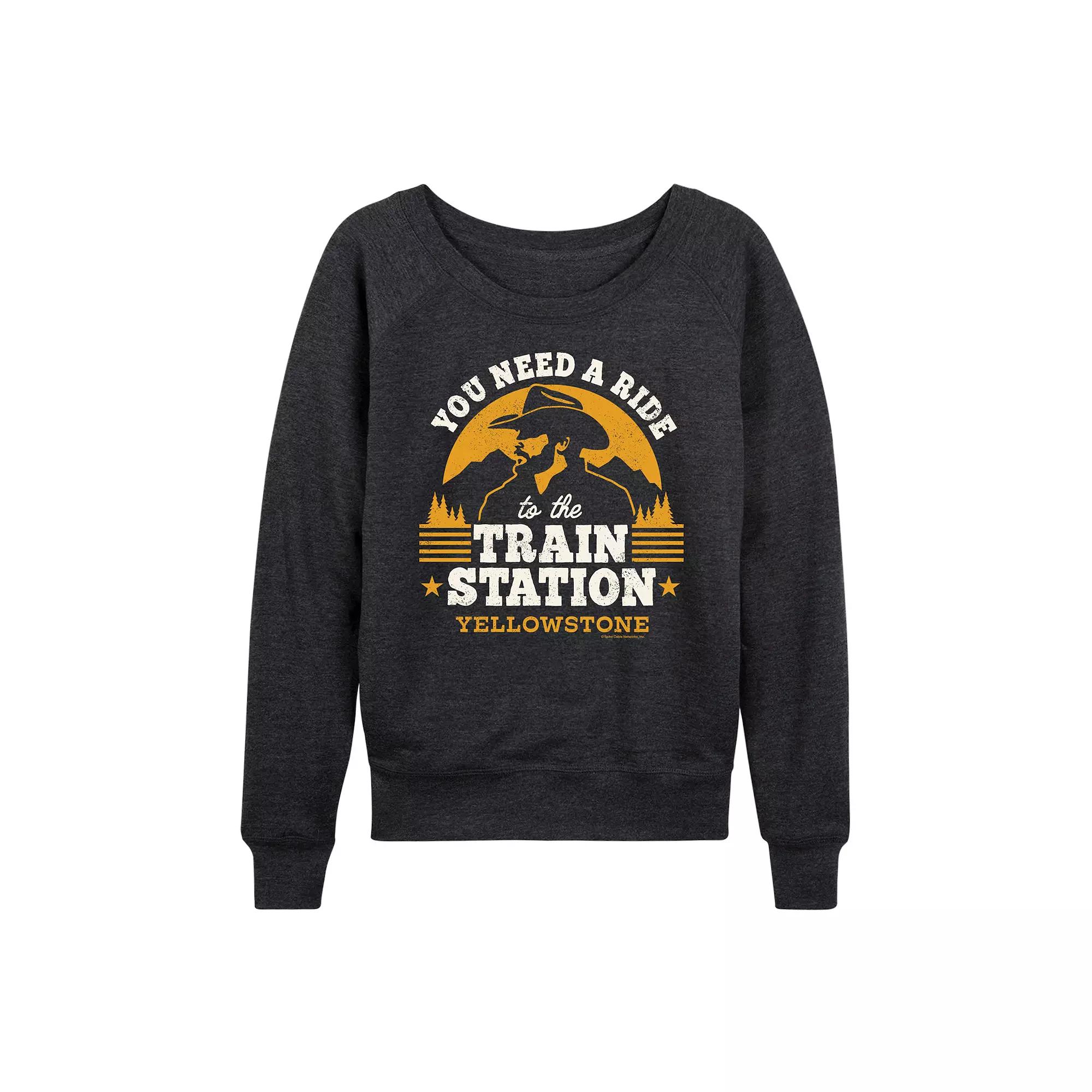 Women's Yellowstone To The Train Station French Terry Long Sleeve Tee, Girl's,  Product Image