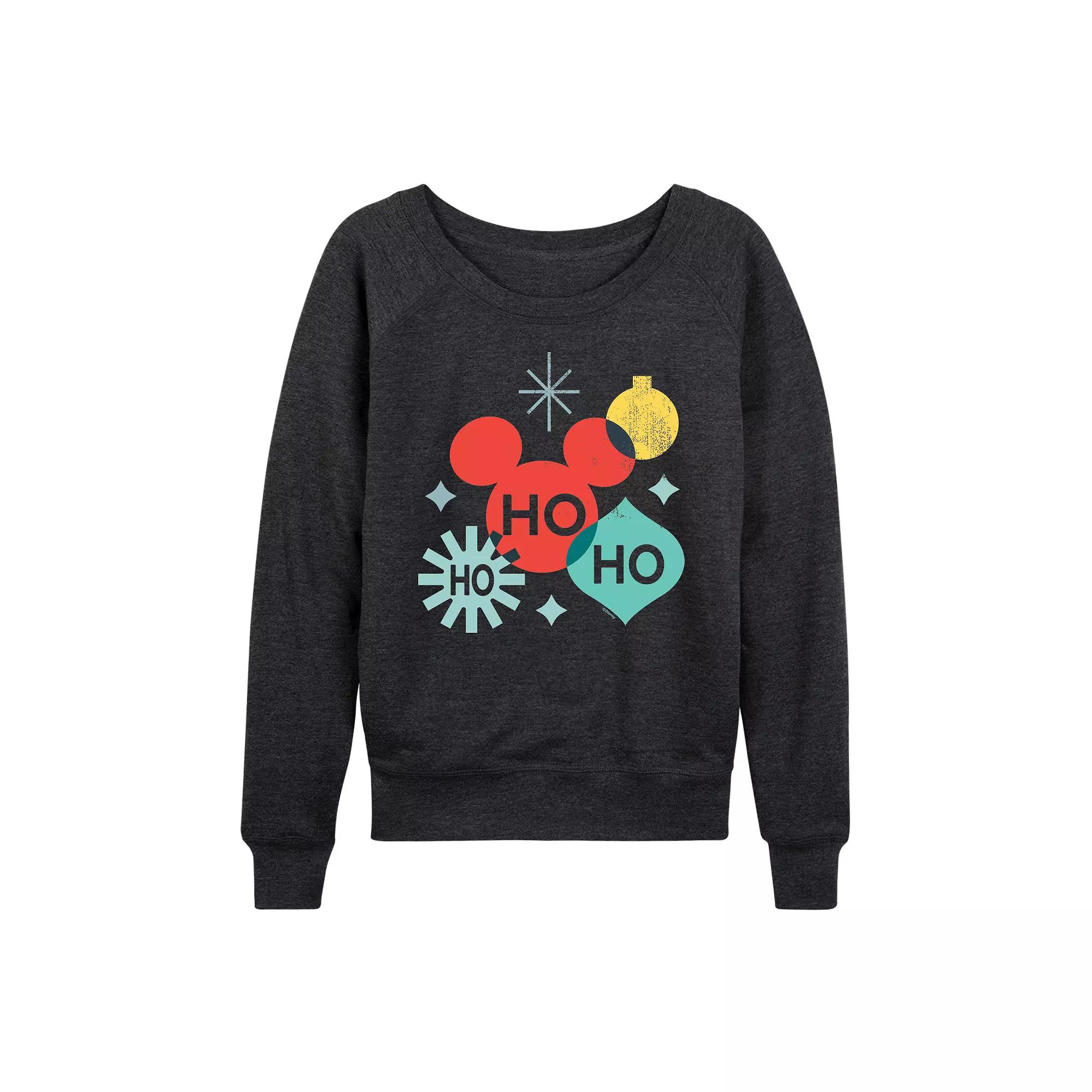 Disney's Mickey Mouse Women's Holiday Shapes French Terry Long Sleeve Tee,  Product Image