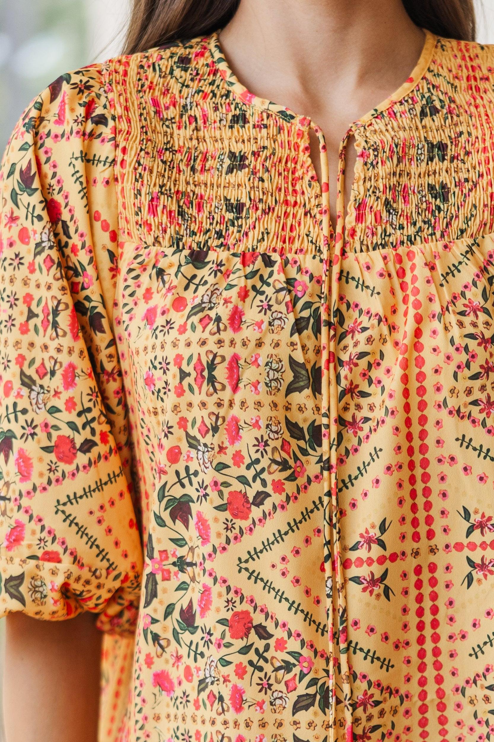 Steady As She Goes Yellow Floral Babydoll Dress Female Product Image