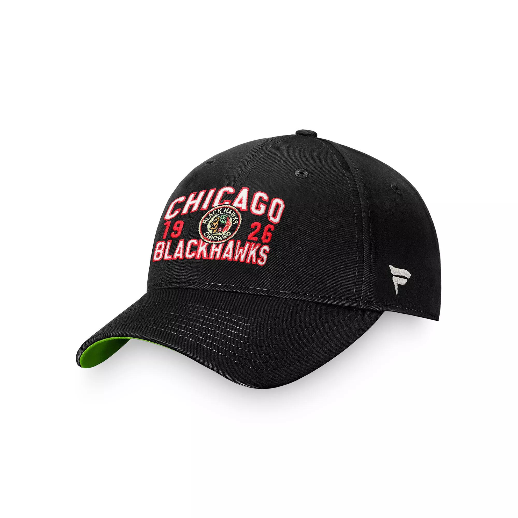 Men's Fanatics Branded Black Chicago Blackhawks True Classic Retro Adjustable Hat Product Image