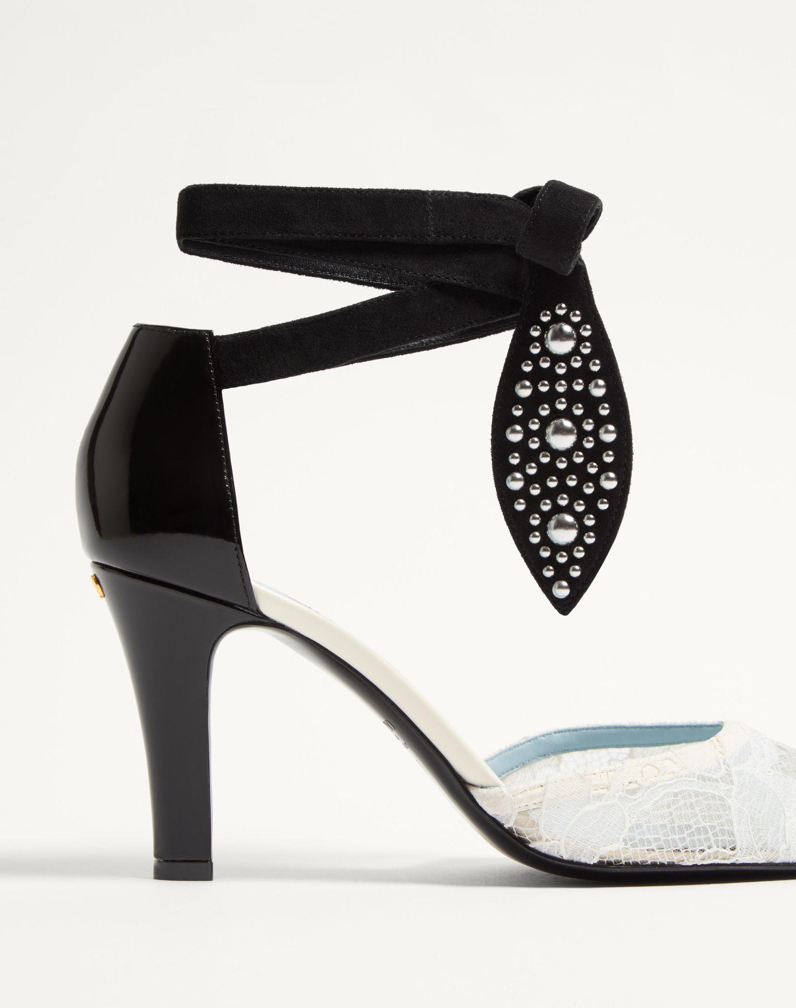 FOLIEFOLIAGE PUMPS IN ABRASIVE CALFSKIN AND LACE 85MM Product Image