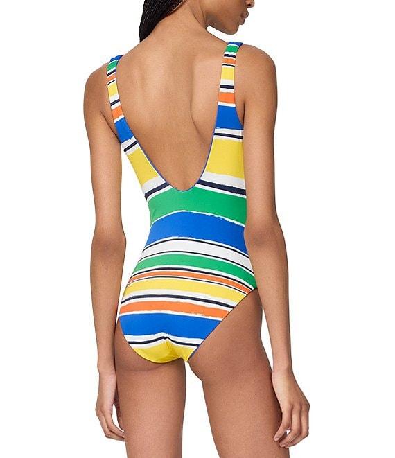 kate spade new york Reversible Scoop Neck Front Bow Accent One Piece Swimsuit Product Image