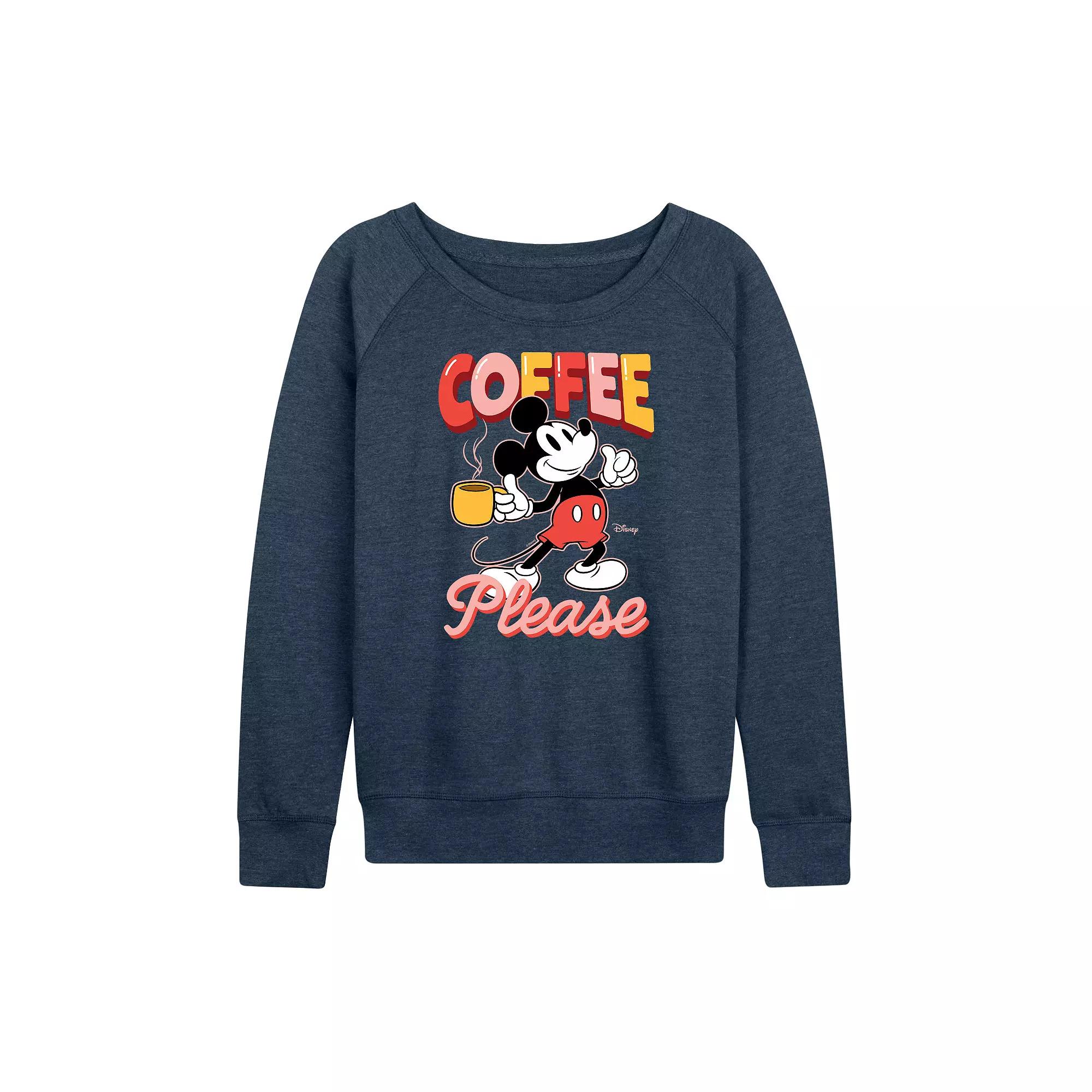 Disney's Mickey Mouse Women's Coffee Please French Terry Long Sleeve Tee, Girl's,  Product Image
