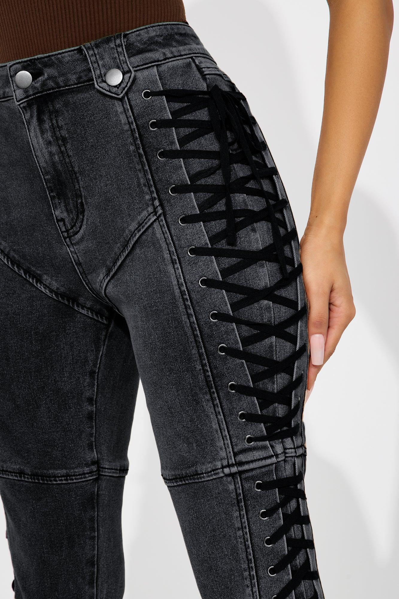 After Hours Lace Up Flare Pant - Black Product Image
