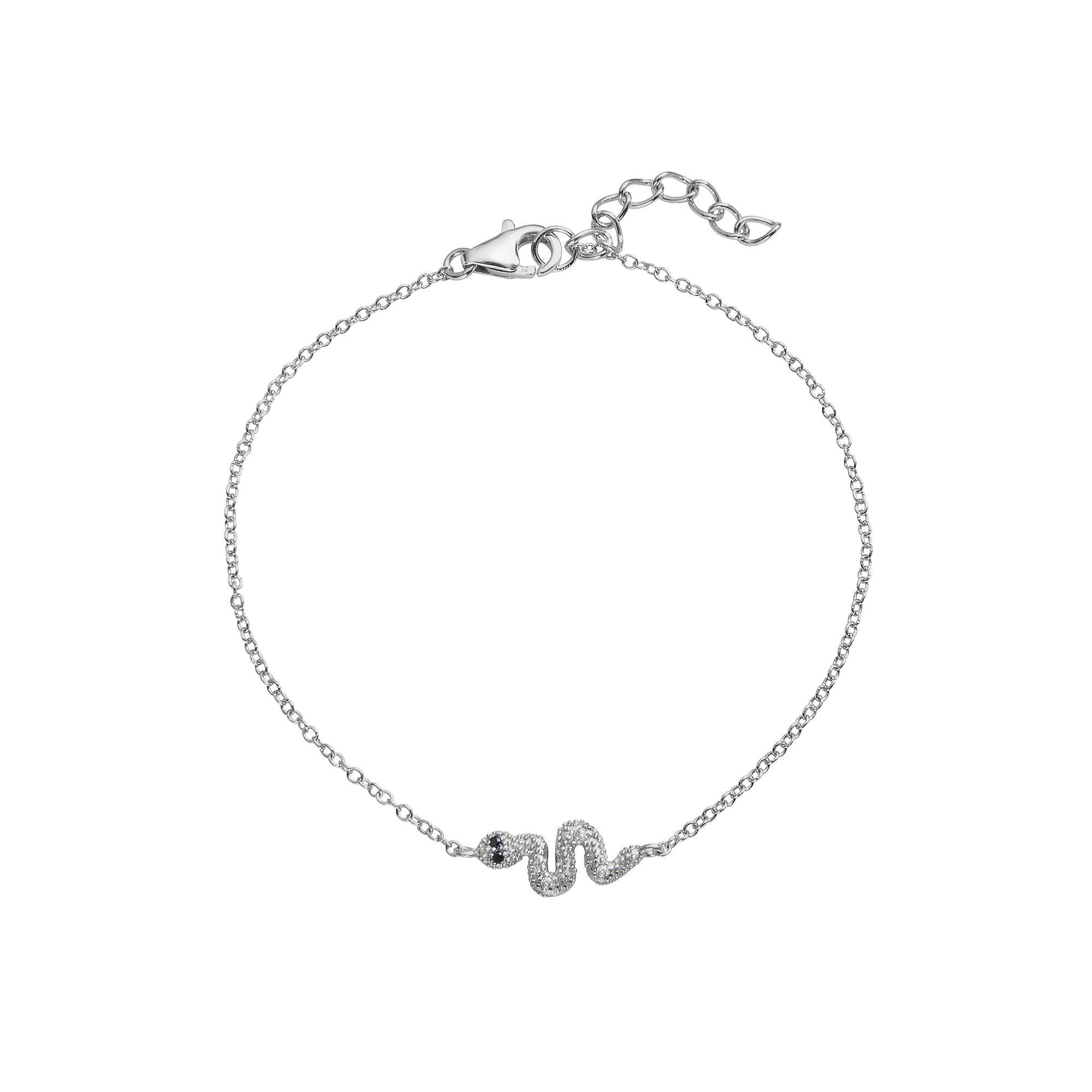 Sophie Miller Sterling Silver Black & White Cubic Zirconia Snake Link Bracelet, Women's, Size: 8" Product Image
