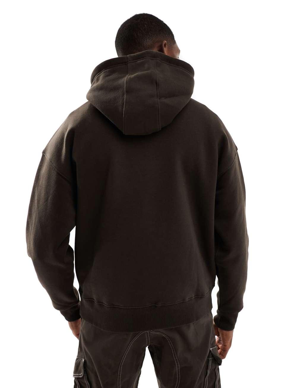 Pull&Bear basic hoodie in brown Product Image