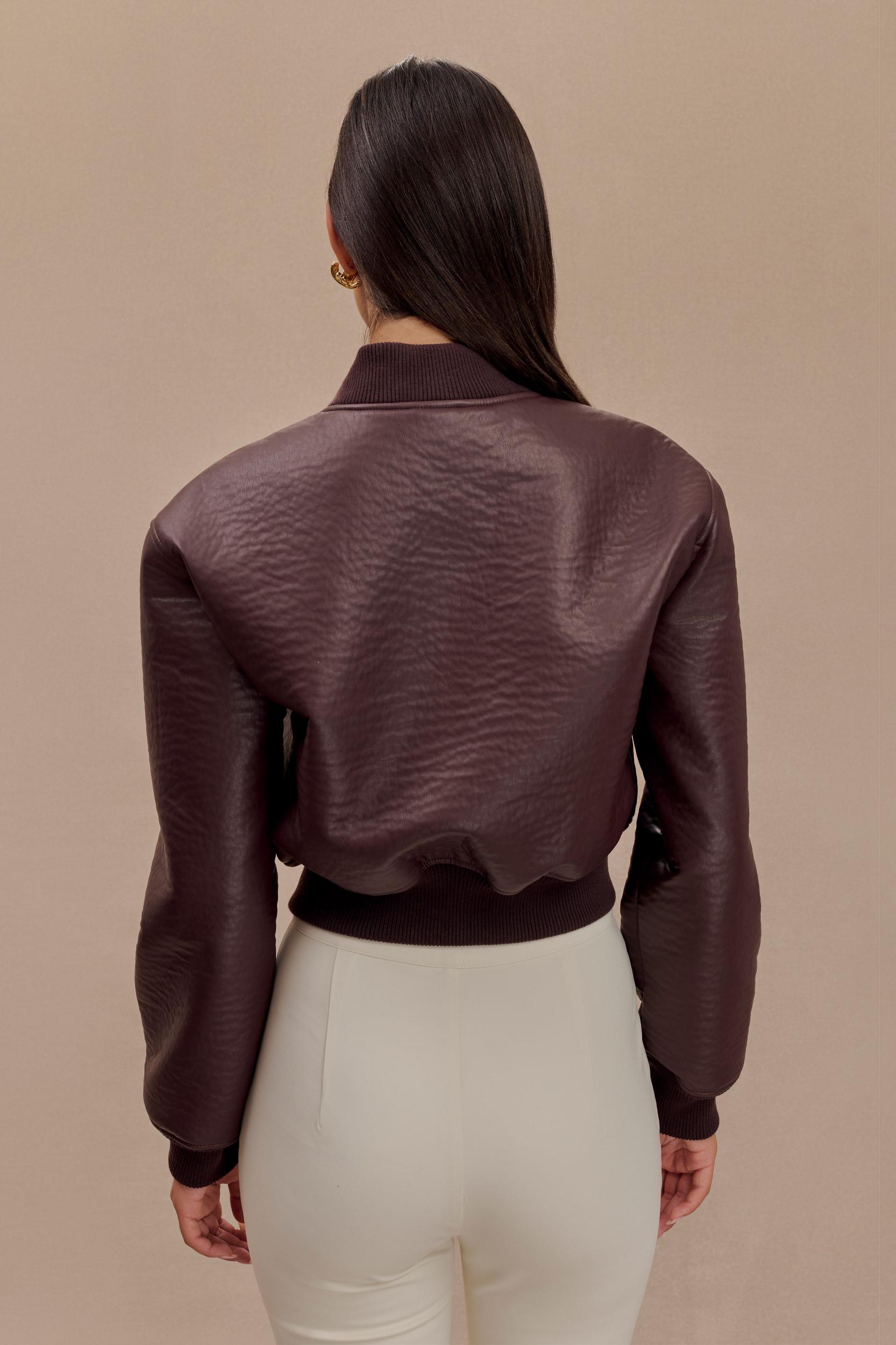 Codi Faux Leather Bomber Jacket - Merlot Product Image
