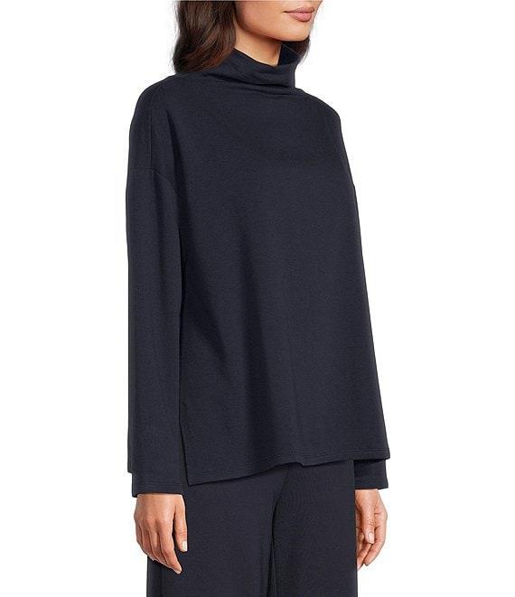Eileen Fisher Brushed Terry High Funnel Neck Long Sleeve Box Top Product Image