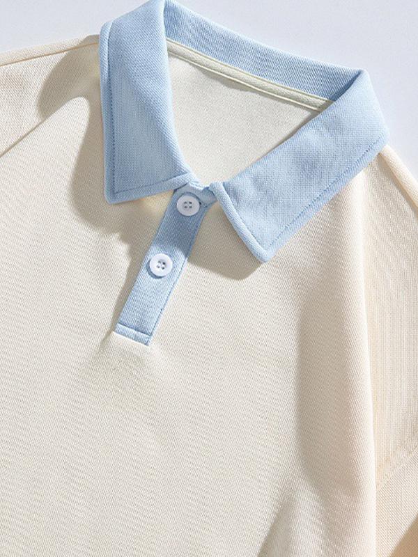 Men's Solid Lapel Neck Sweatshirt Product Image