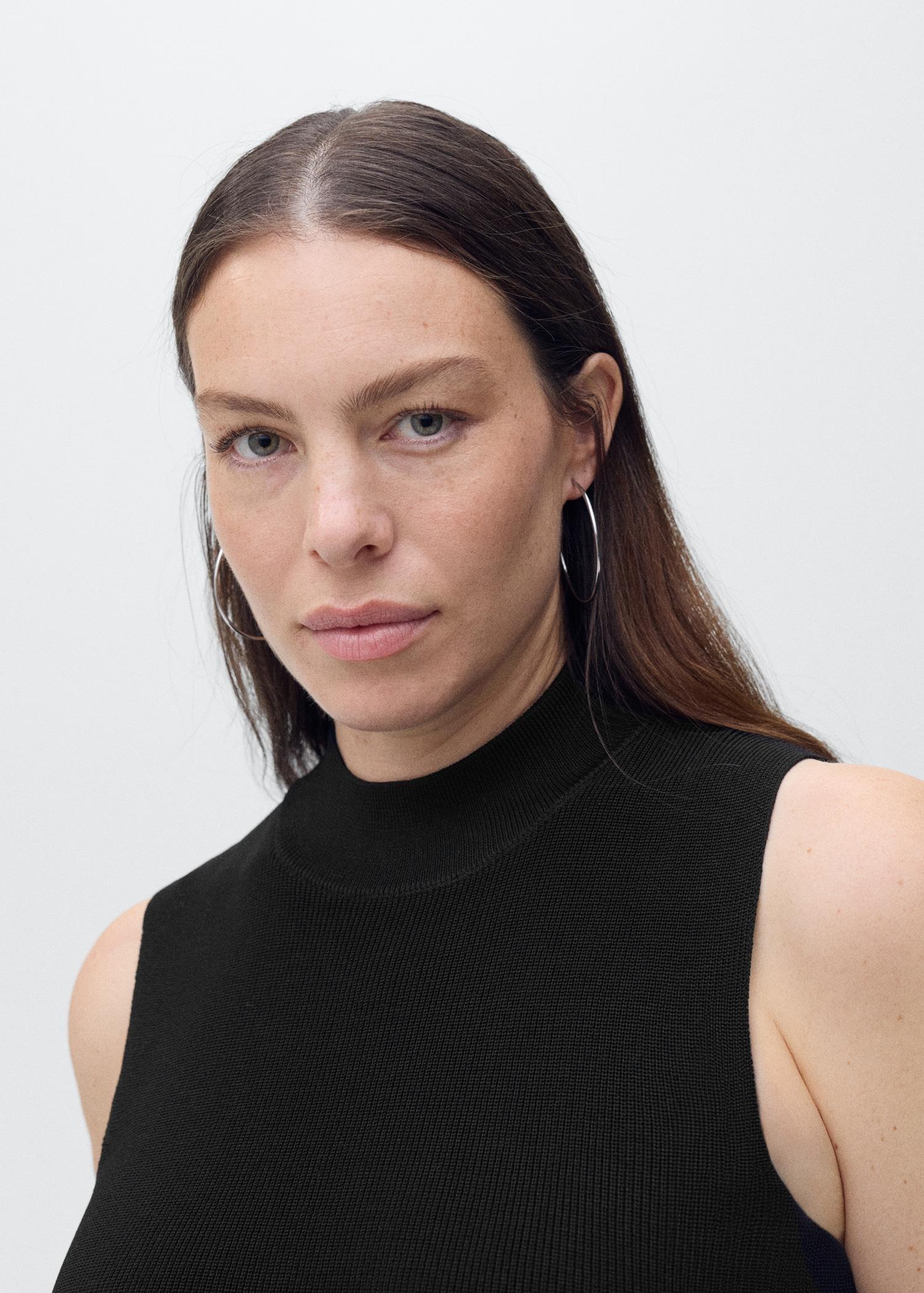 Perkins-neck knitted dress - Women | MANGO USA Product Image