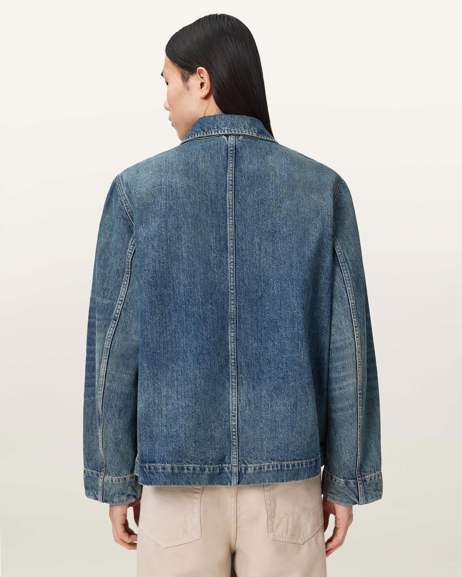 Mukesh Denim Jacket Mid Indigo | ALLSAINTS US Product Image