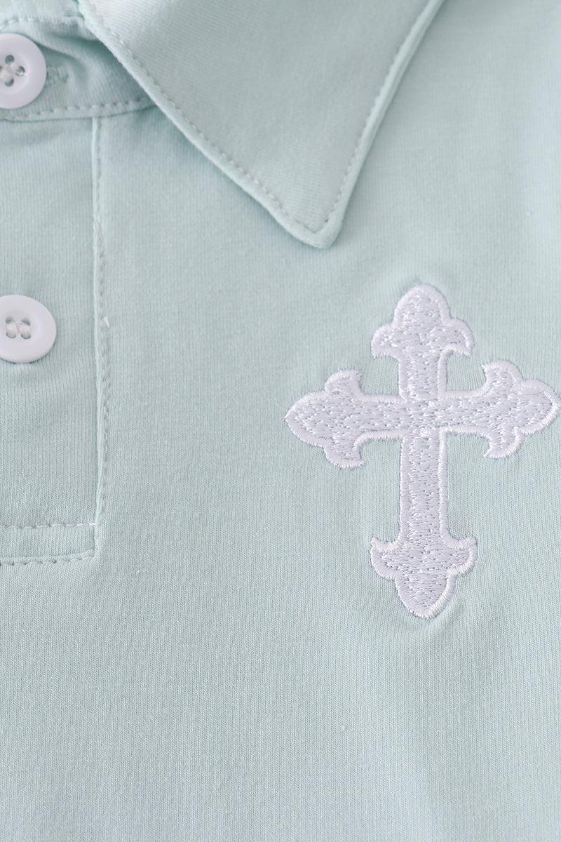 Blue gingham boy shorts set Product Image