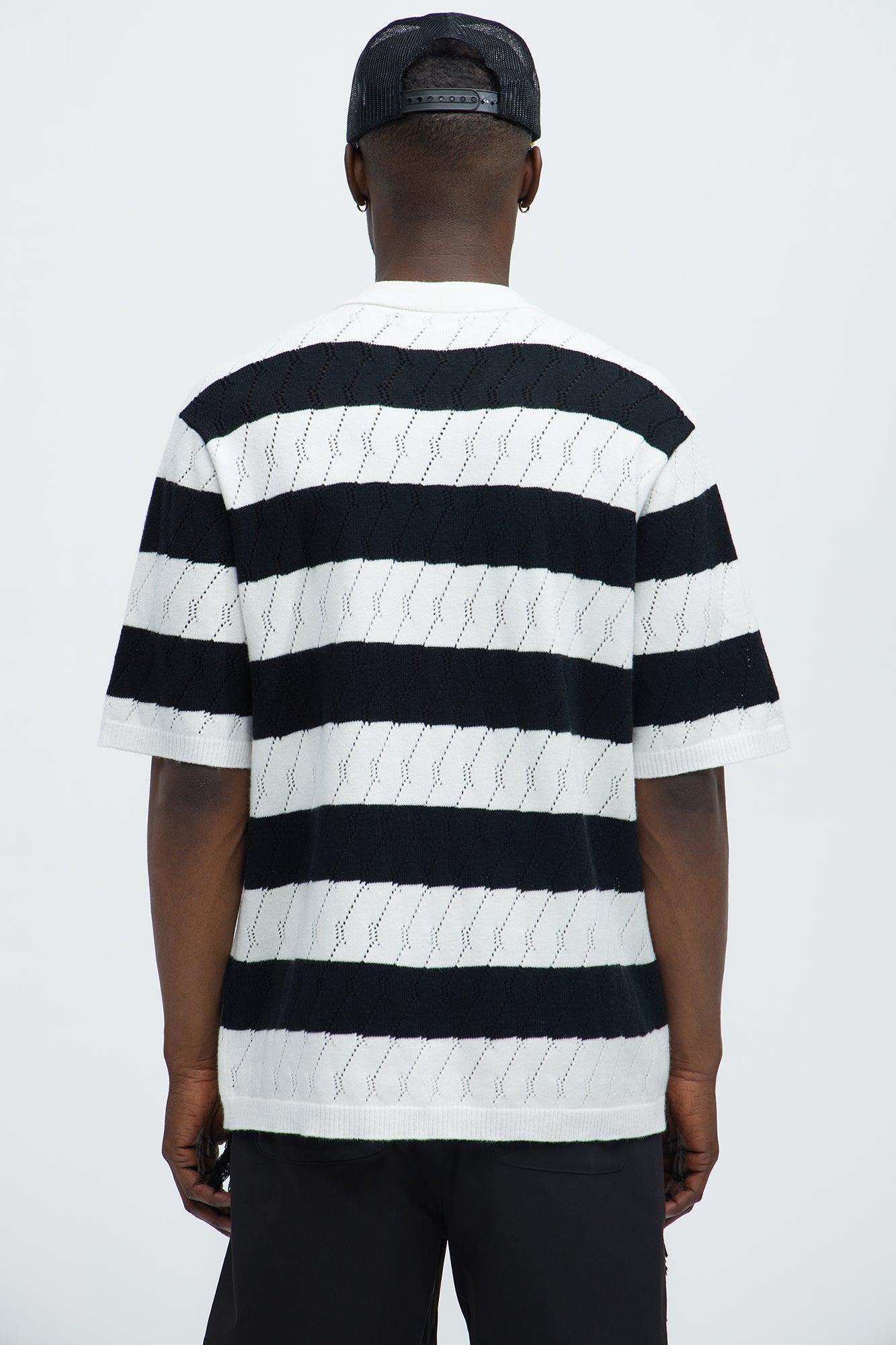 Isaac Striped Knit Zip Polo - Cream/combo Product Image