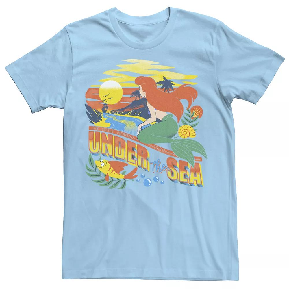 Disney's The Little Mermaid Ariel Men's Under The Sea Tee, Size: Small, Light Blue Product Image