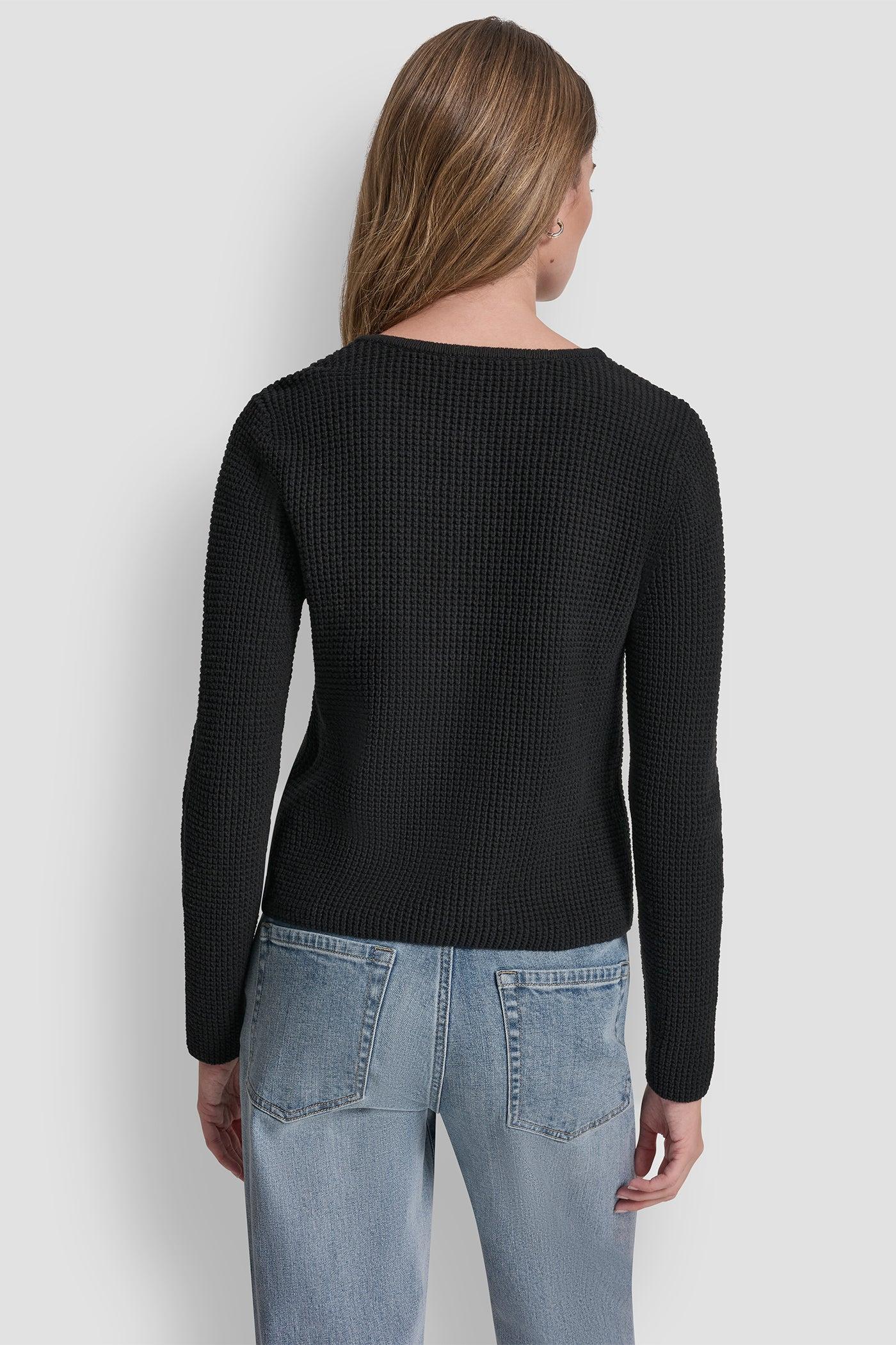 TUCK STITCH CREW NECK CARDIGAN Product Image