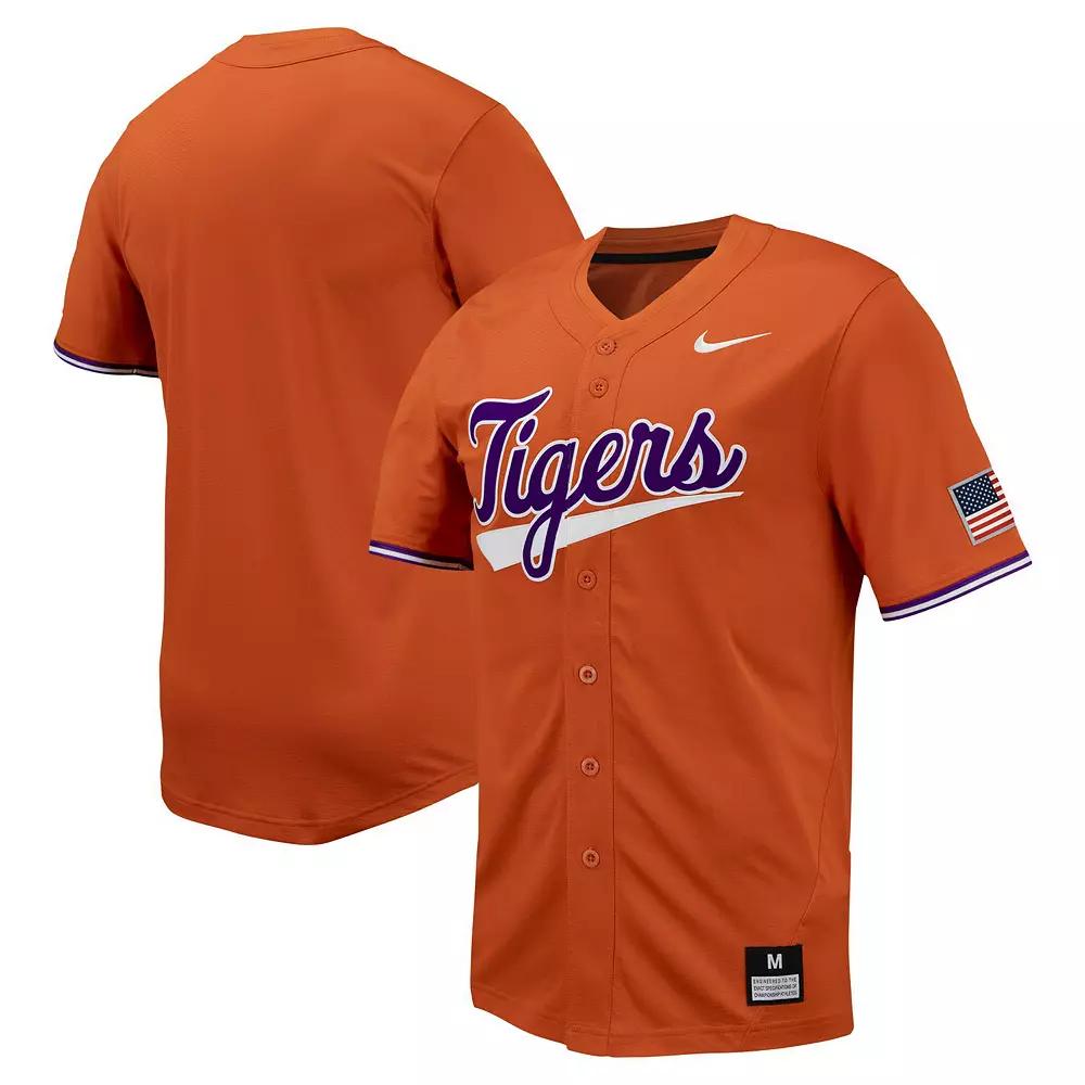 Men's Nike Orange Clemson Tigers Replica Full-Button Baseball Jersey,  Product Image
