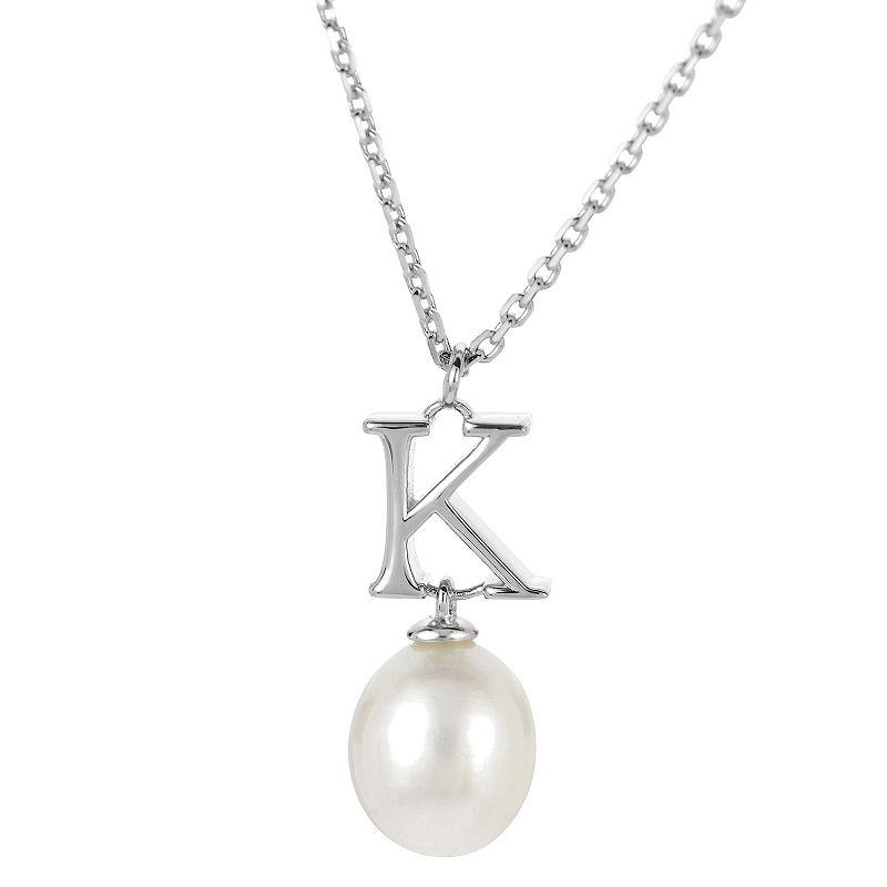 PearLustre by Imperial Sterling Silver Freshwater Cultured Pearl Initial Pendant Necklace, Women's,  Product Image