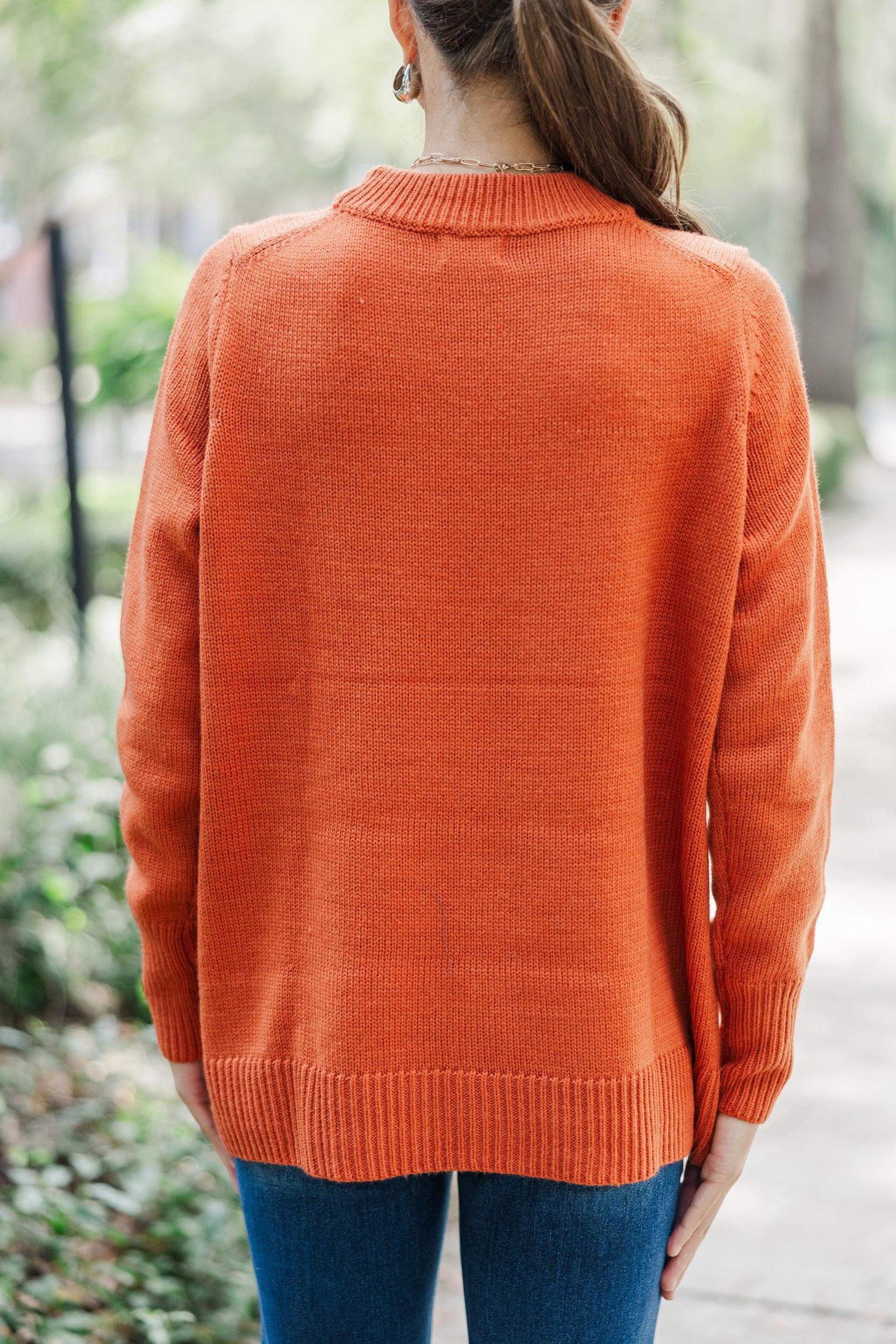 The Slouchy Rust Orange Side Button Sweater Female Product Image
