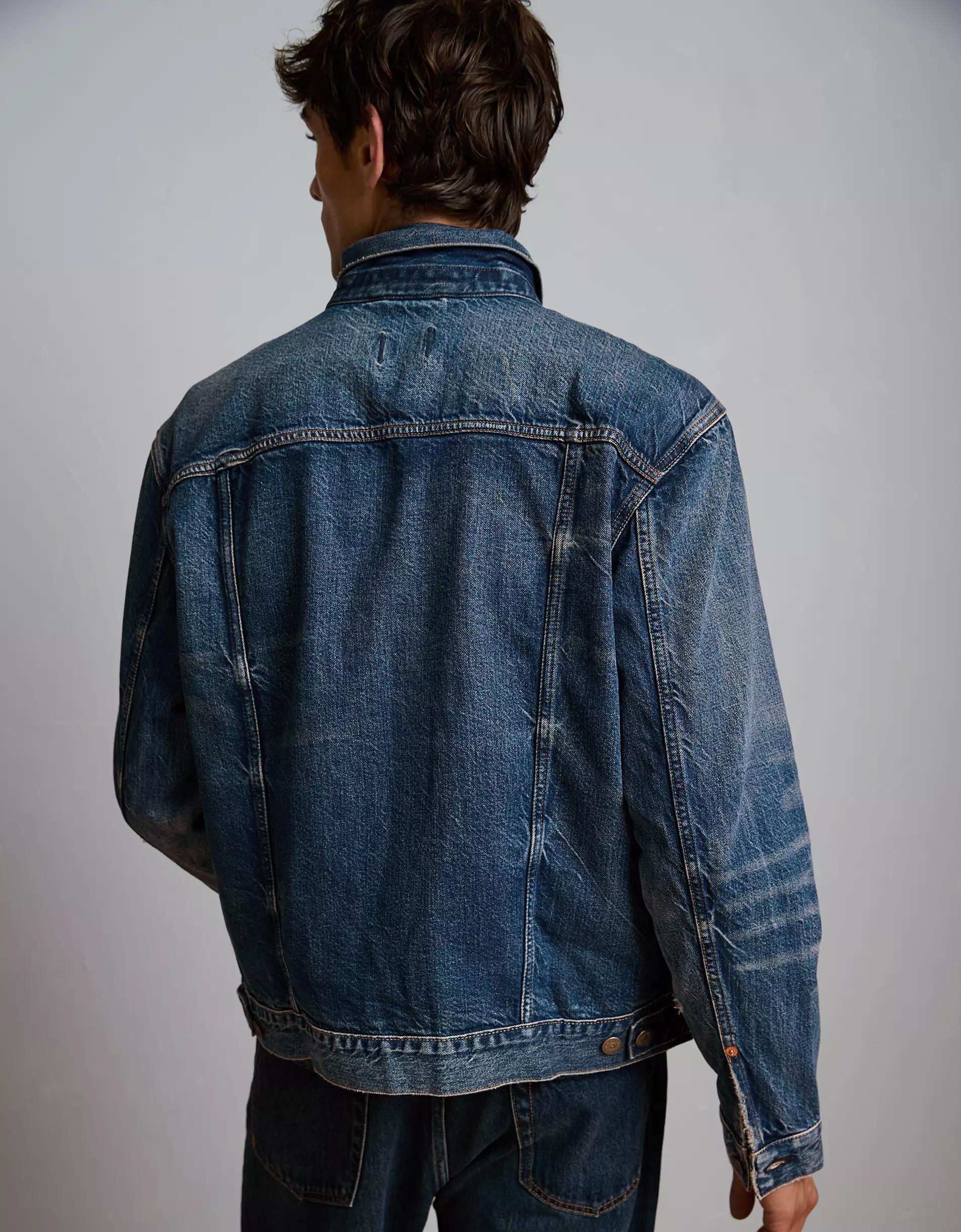 AE77 Premium Denim Trucker Jacket Product Image