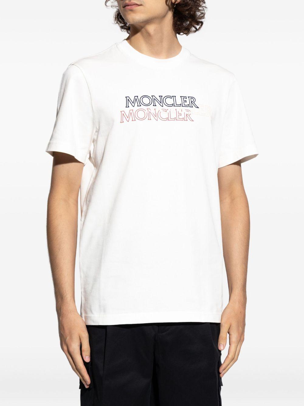 MONCLER Logo-print Cotton T-shirt In White Product Image