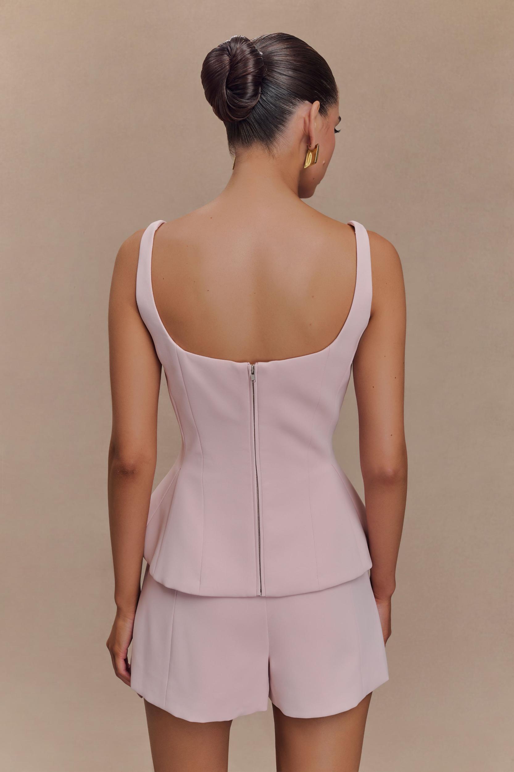 Korrie Suiting Peplum Top - Powder Pink Product Image
