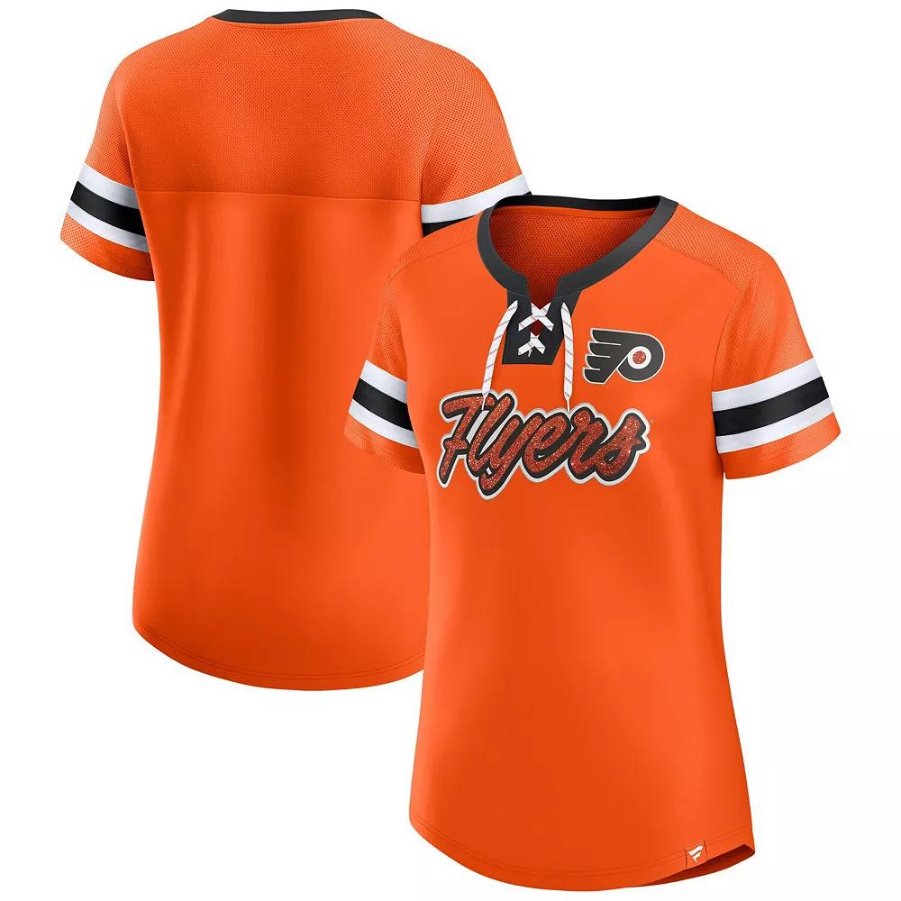 Women's Fanatics Orange Philadelphia Flyers Iconic Athena Lace-Up T-Shirt,  Product Image
