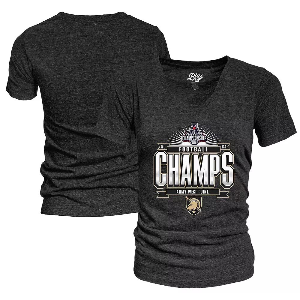 Women's Blue 84 Black Army Black Knights 2024 AAC Football Conference Champions Locker Room V-Neck T-Shirt, Size: Large, Nc2 Black Product Image